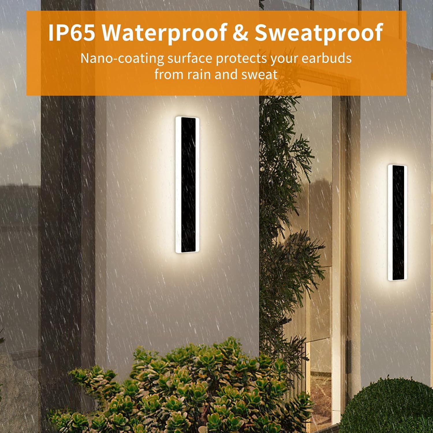 47inch Modern Wall Sconces Linear Outdoor Wall Lights 3 Color 3000K/4500K/6000K Waterproof Black Exterior Wall Light Fixture