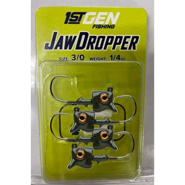 1st Gen Jaw Dropper Bass Leadheads GRN PMKN 1/4OZ 3/0 4pk