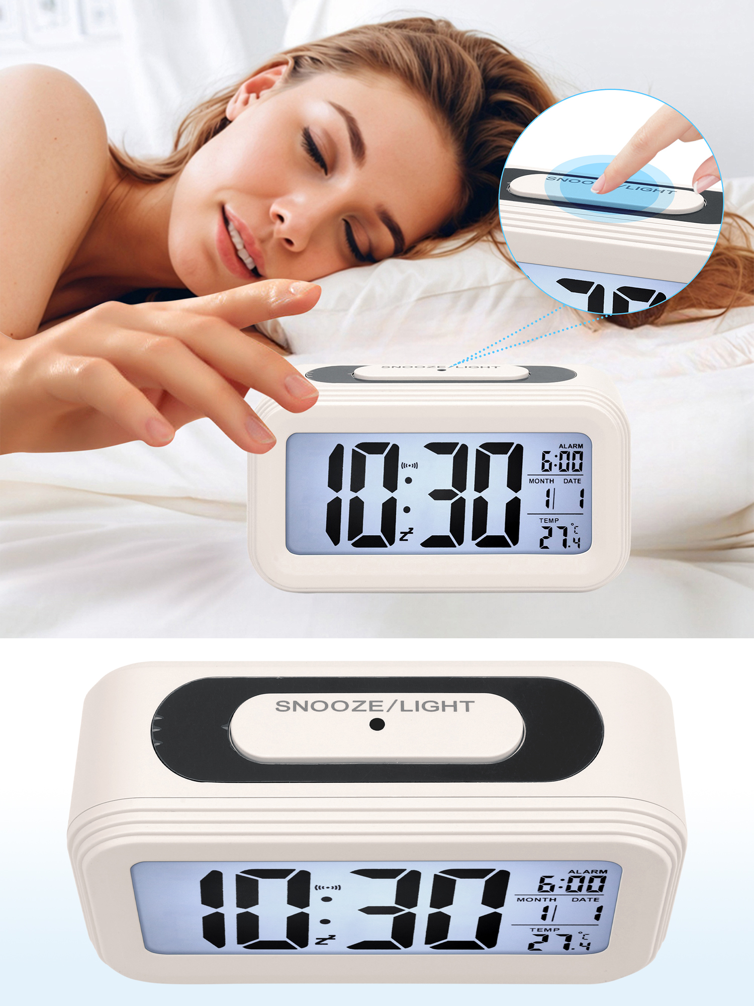 Unique Bargains Gentle Wake-Up Sound Alarm Clock Turquoise 5.3"L x 1.8"W x 3.0"H