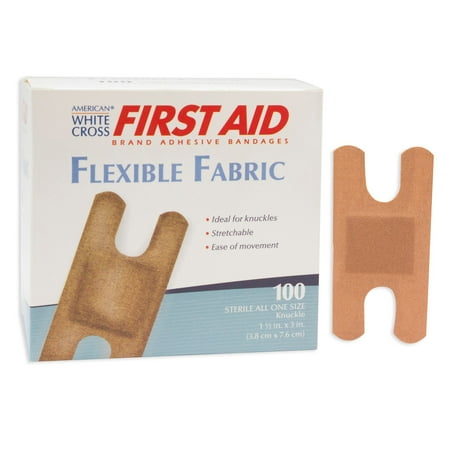 American White Cross First Aid Tan Fabric Adhesive Bandage Sterile 1.5 x 3" 100 per Box