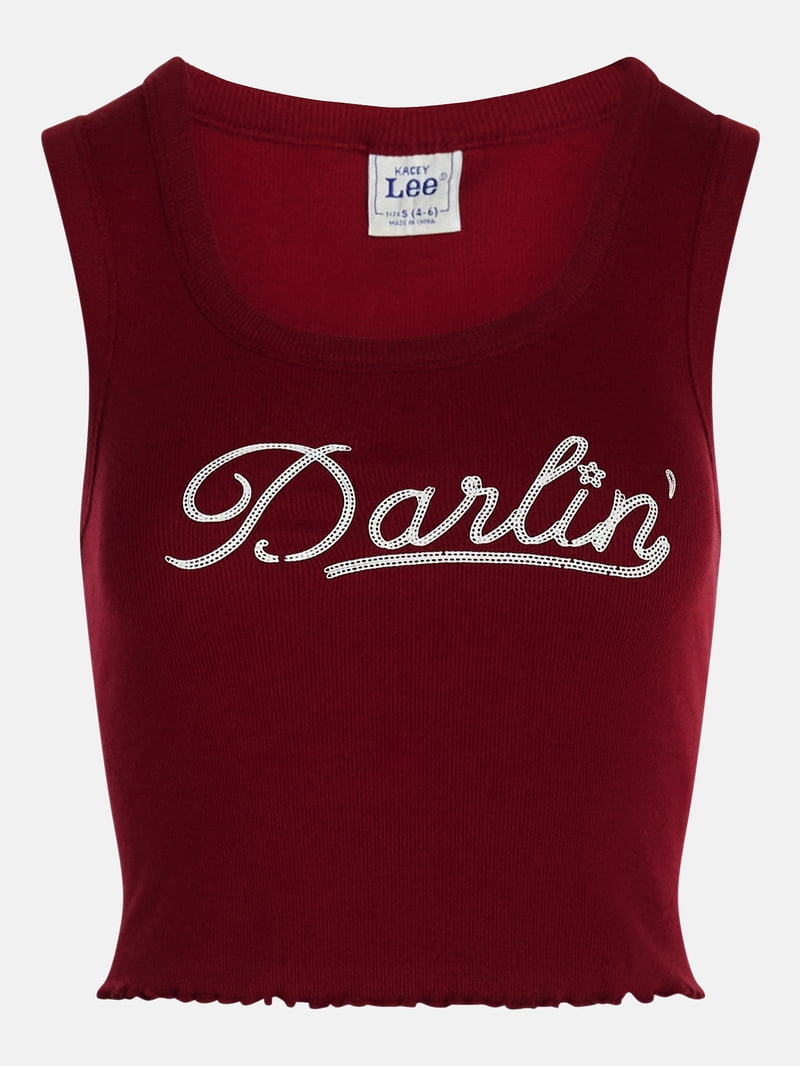 Kacey Lee Women's Darlin Graphic Cutaway Tank Top, Sizes XS-XXL
