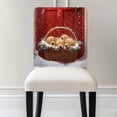 thumbnail image 3 of Winter Christmas Chair Covers Set of 6 Golden Retriever Basket Red Front Door Chair Back Covers Stretch Removable Washable Slipcovers Protector for Dining Room Kitchen Party Decor, 3 of 5
