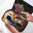 thumbnail image 6 of Rateoe Regal Shiba Inu Pattern Double Clamshell Pen Case, Storage Organizer with Two Zipper Compartments– Holds Up to 50 Pencils & Pens, 6 of 7