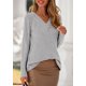 thumbnail image 3 of Camisa PRETTYGARDEN Mujer Manga Larga Cuello en V Acanalada Gris, 3 of 8