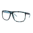 thumbnail image 3 of Thin Plastic Hipster Horn Rim Flat Top Clear Lens Eyeglasses Blue Tortoise, 3 of 4