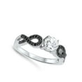 thumbnail image 4 of Black Infinity Knot Round Clear CZ Ring .925 Sterling Silver Band White Jewelry Female Size 6, 4 of 4