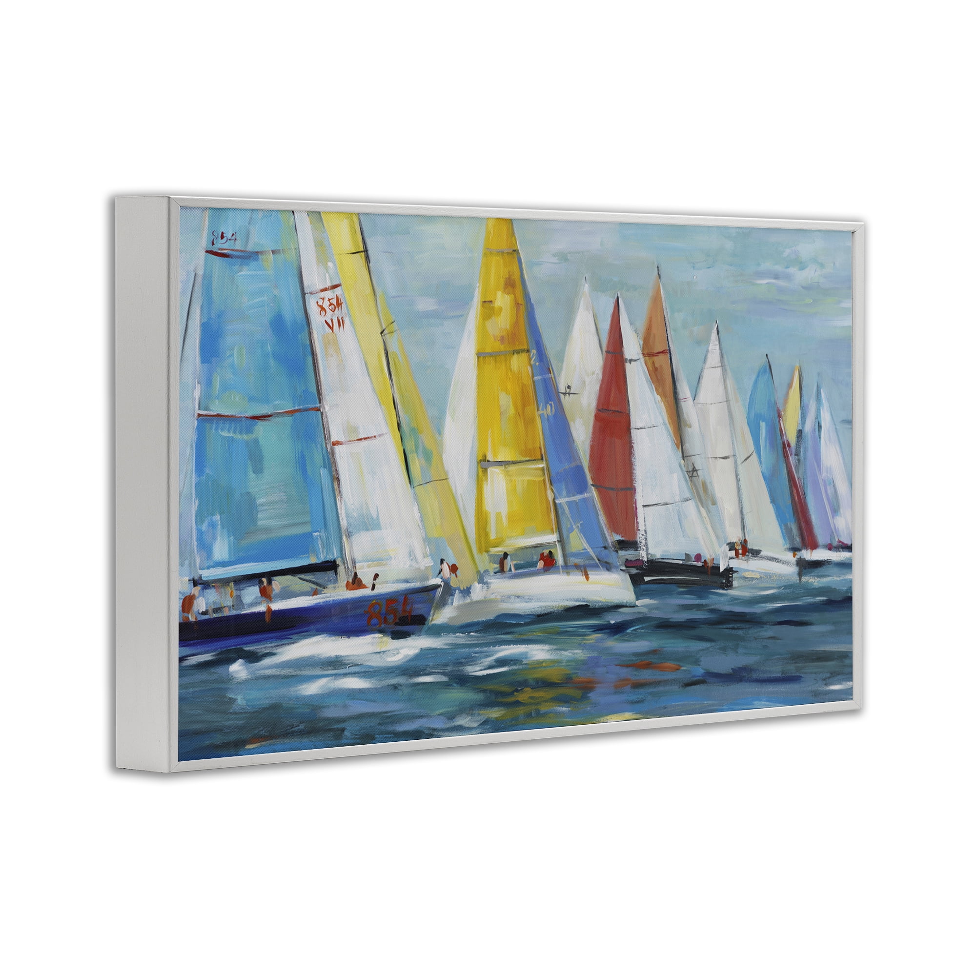 Stupell Industries Colorful Sails Coastal Scene White Framed Giclee Art, design by Lorenzo Collective
