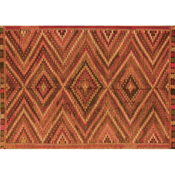 Ahgly Company Indoor Rectangle Oriental Orange Traditional Area Rugs, 2' x 3'