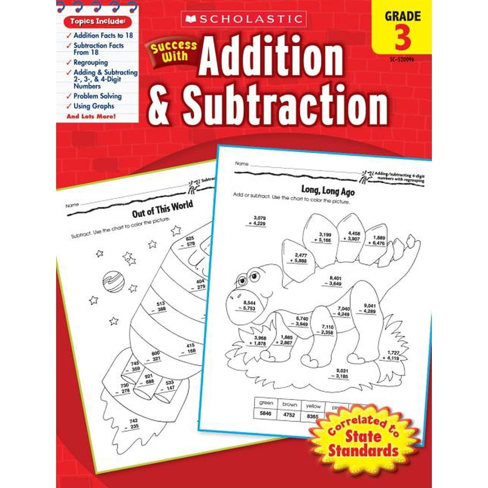 Scholastic success with addition subtraction grade 3 walmart 