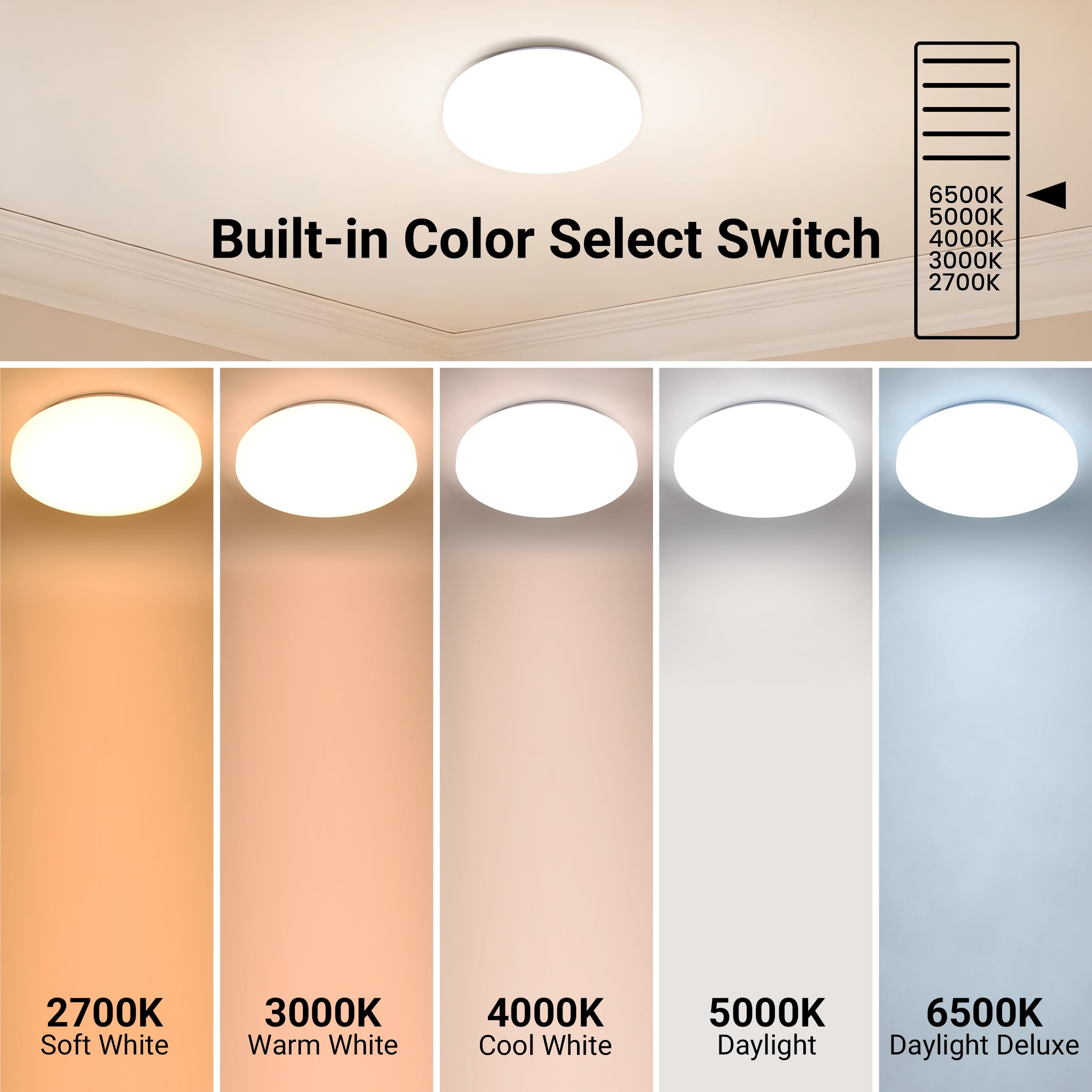 Mainstays 13 Inch Flush Mount LED Ceiling Light with 5CCT Selectable Color Temperatures (2 Pack)