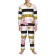 thumbnail image 3 of Salouo Gold Glittering Hearts and Flamingos Print Button-Front Long Sleeve Pajama Set for Men, Soft 2Pjs Men's Long Sleeve Sleepwear-XX-Large, 3 of 7