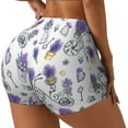 thumbnail image 2 of Kdxio Lavender Bicycle Print Workout Shorts for Women Seamless Soft Smooth Gym Yoga Scrunch Active Shorts, 2 of 9