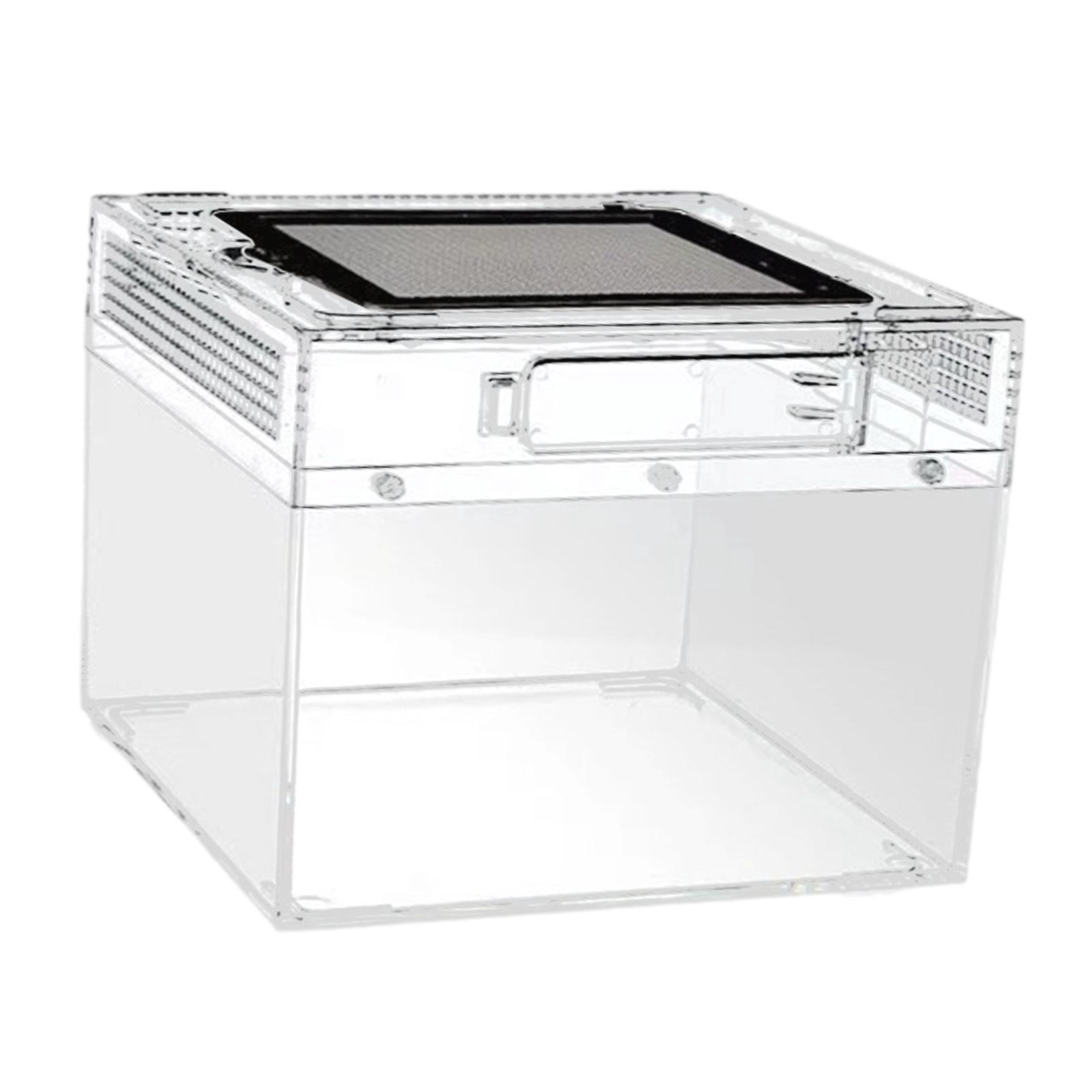 CarpNettore Reptile Terrarium Reptile Tank Ventilation Transparent Breeding Box Habitat for Turtle Scorpions Lizards Horned Frogs Geckos 20cmx20cmx15cm