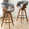 thumbnail image 6 of FOWEOAIU Bar Stools Fabric Upholstered Adjustable Swivel Counter Stool 26"，with Footrest for Bar, Kitchen Island, Bistro, Gray (Set of 2）, 6 of 10