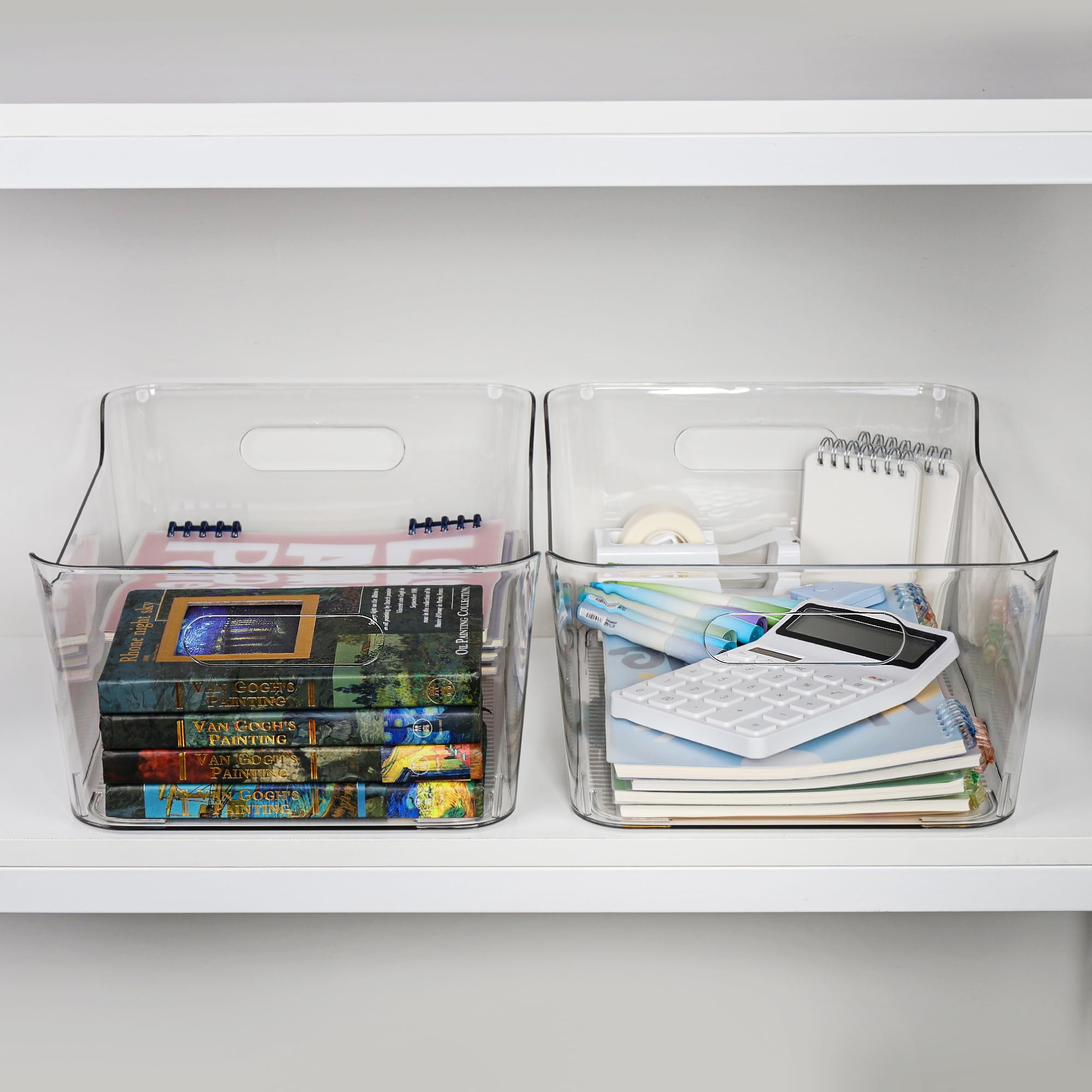 6 Pack Plastic Storage Bins, Extra Large Pantry Organizer, 13.5" x 10" Clear Storage Containers and Organizer Bins, Multi-Use Bins for Home, Kitchen, Closet and Cabinet