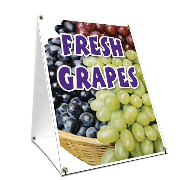 A-frame Sidewalk Coroplast Fresh Grapes Sign With Graphics On Each Side | 24" X 36" Print Size