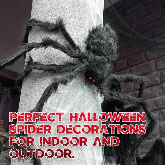 Giant Plush Spider Halloween Party Prop Decor Large Black Spider Haunted House Decoration Scary Fake Plush Spider Toys
