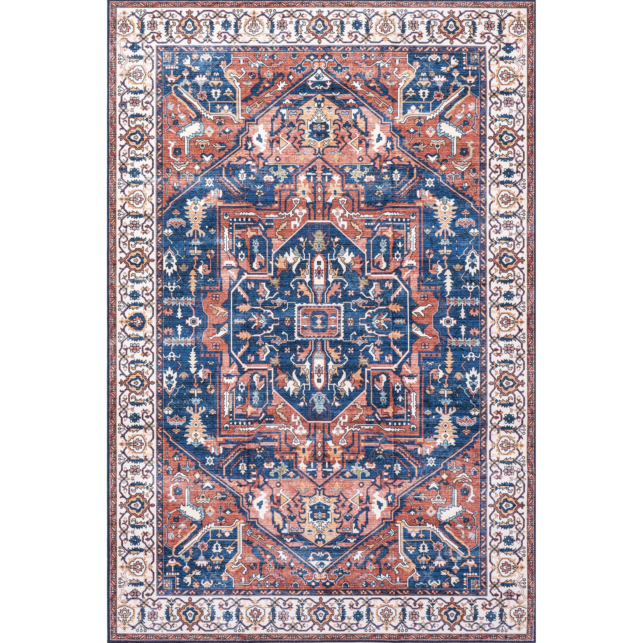 nuLOOM Brielle Machine Washable Vintage Medallion Rust 8' x 10' Transitional Area Rug