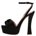 thumbnail image 4 of YDN Women Graceful Bowkont Open Toe Platform Sandals Super High Heels Buckled Strap Pumps Prom Evening Dressy Shoes Size 11 Black, 4 of 4