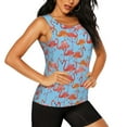 thumbnail image 2 of Xecao Flamingo print women's scoop neck, loose-fit workout tank tops for the gym., 2 of 9