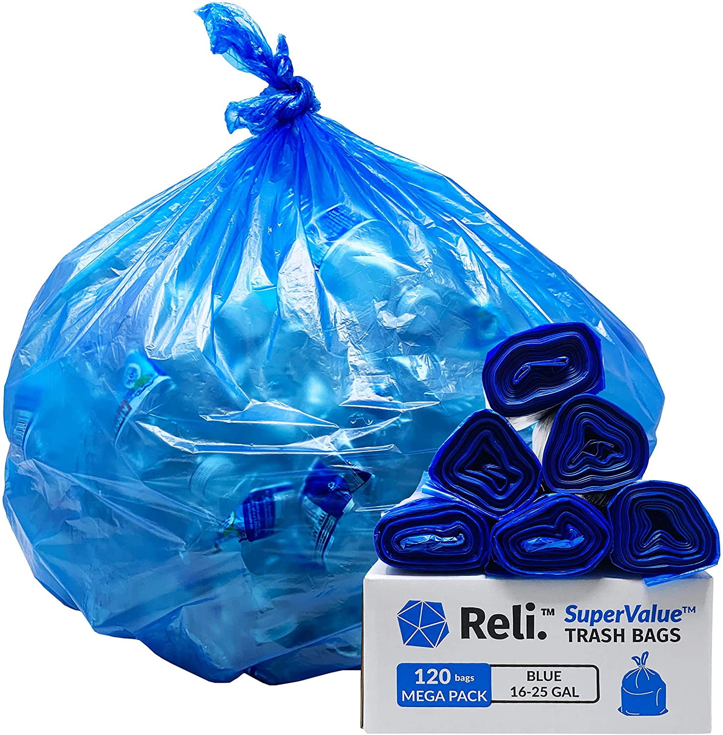Reli. 1625 Gallon Recycling Bags (120 Bags) Blue Recycle Bags 30