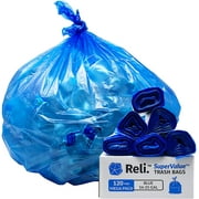 Reli. 16-25 Gallon Recycling Bags (120 Bags) Blue Recycle Bags 30 Gallon, Garbage Bags 16 Gal - 20 Gal - 30 Gal