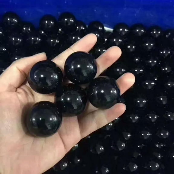 EOEMY 10Pcs 30mm Natural Black Obsidian Sphere Quartz Crystal Ball Healing Energy Rock