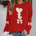 thumbnail image 1 of ICHUANYI Chandail à Col Rond pour Femmes de la Saint-Valentin avec Graphique de Cœur Imprimé, Col Rond, Décontracté, Ample, Chandail à Capuchon, Blouse à Manches Longues, Hauts, 1 of 5
