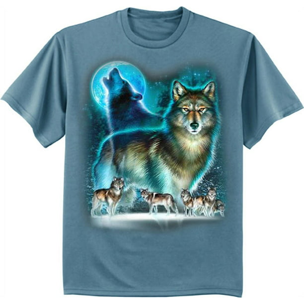 Wolves Wolf Pack Moon T-shirt Men's Graphic Tee - Walmart.com