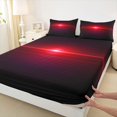 thumbnail image 5 of Manfei Gradient Horizontal Line Bed Sheets, Glowing Neon Light Fuul Size Sheets, Red and Black, Black Reversible 4 Pieces1 Flat Sheet + 1 Fitted Sheet + 2 Pillowcases, 5 of 6