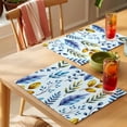 thumbnail image 4 of Blue Yellow Leaves Placemats Set of 12 Spring Botanical Leaf Farmhouse Watercolor Place Mats Indoor Wipeable Table Mats Washable Dining Table Placemats for Kitchen Holiday Party Home Decor 13x19 Inch, 4 of 9
