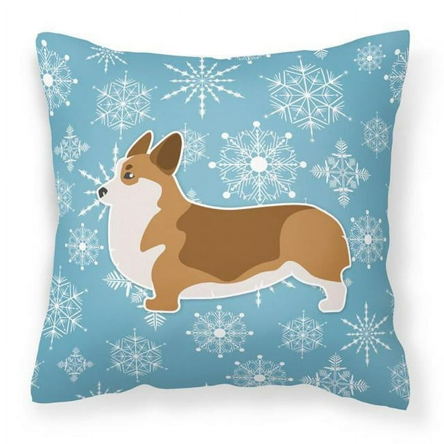 Carolines Treasures BB3520PW1818 Winter Snowflake Corgi Fabric Decorative Pillow