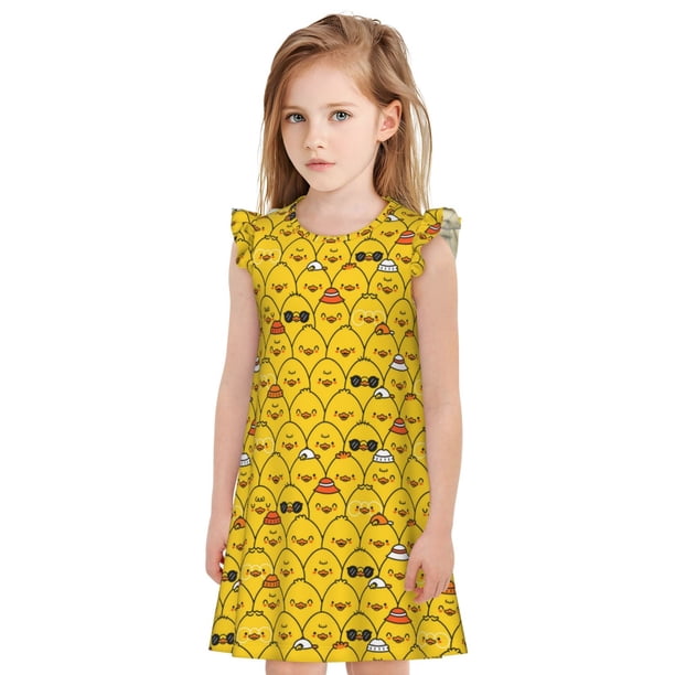 Balery Funny Ducks Camisón de princesa para niñas, pijama de algodón con mangas abullonadas, suave y bonito.-X-Large