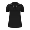 thumbnail image 5 of Heisall Womens Tops Solid Color Lapel Neck Button Short Sleeve Casual Tshirts Fashion Comfortable, 5 of 6