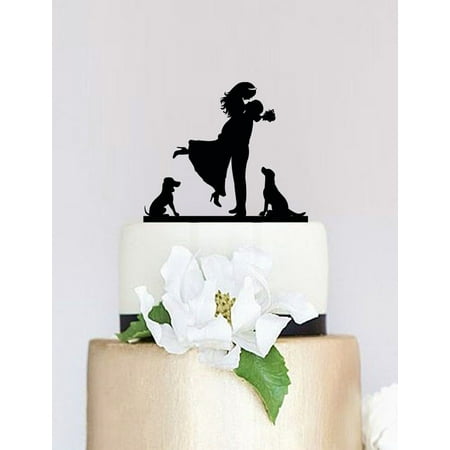 Renewfox Funny Wedding Cake Toppersilhouette Cake Topper With Dogs