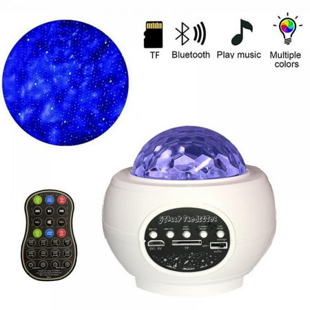

Prettyui 6 Colors Ocean Waving Light Stars Sky Projector LED Nebula Cloud Night Light 360 Degree Rotation Night Light Lamp Bluetooth Music For Children