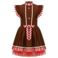 thumbnail image 3 of iiniim Gingerbread Dress for Girls Christmas Cookie Cosplay Gingerbread Man Dance Costume Tutu Dress Brown 10, 3 of 7