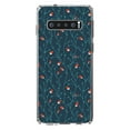 thumbnail image 1 of DistinctInk Clear Shockproof Hybrid Case for Samsung Galaxy S10+ PLUS(6.4" Screen) - TPU Bumper, Acrylic Back, Tempered Glass Screen Protector - Modern Floral - Strawberry Vine - Teal Navy, 1 of 2