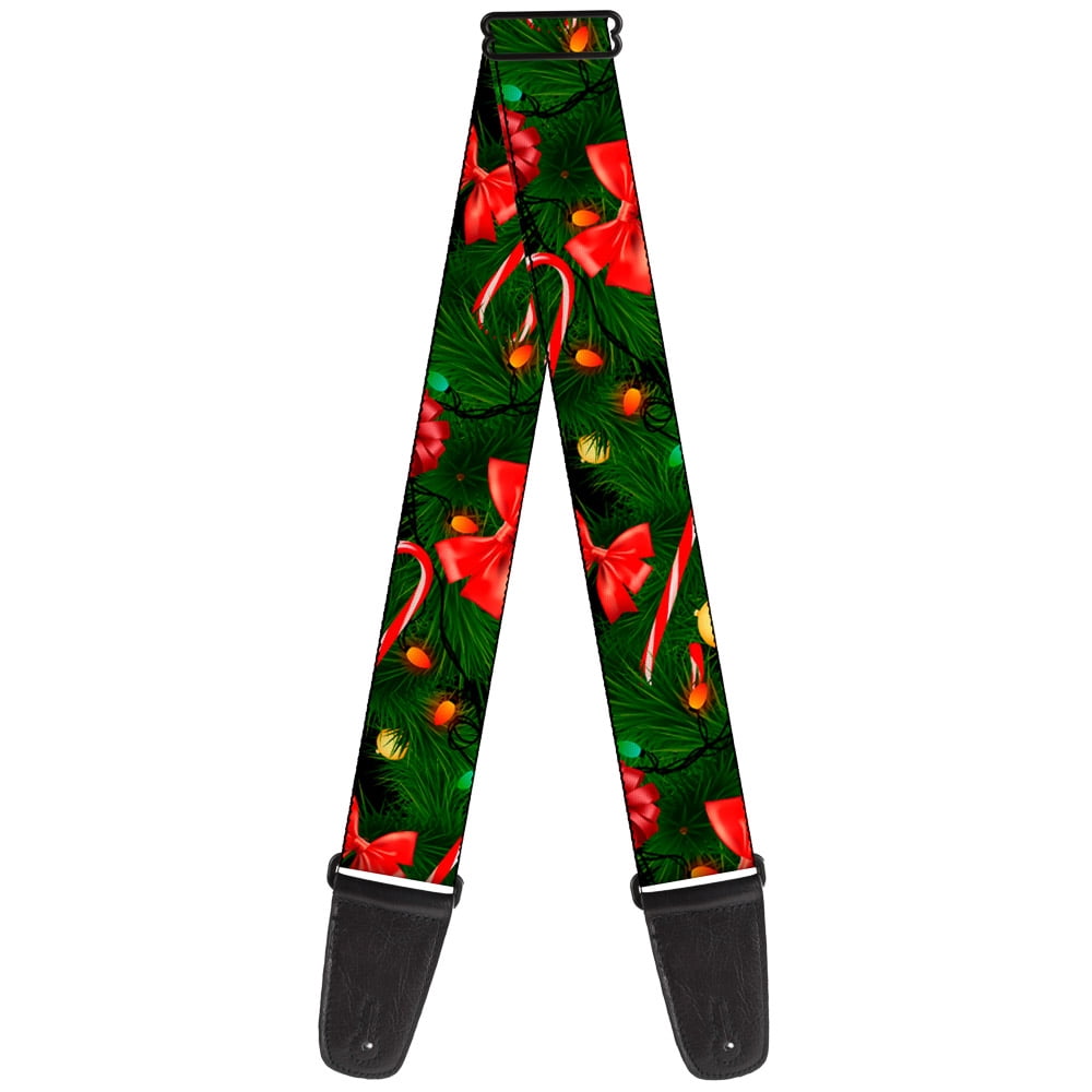 Buckle-Down Guitar Strap, Decorated Tree Bows Lights Candy Canes, 2 Inches Wide