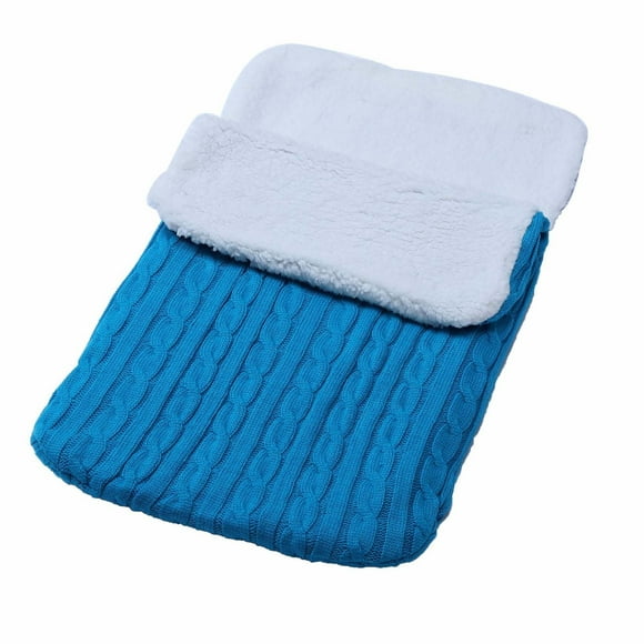 Newborn Baby Blanket-Wrapped Baby Plus Velvet Sleeping Bag Thick Knitted Warm Sleeping Bag Woolen Stroller Sleeping Bag