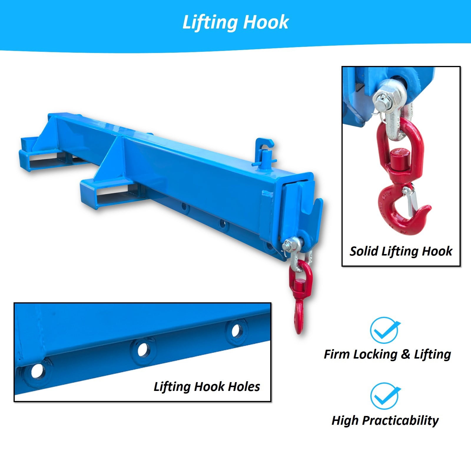 1T Adjustable Mobile Crane Blue Lifting Hoist Telescopic Arm Forklift for Warehouse Factory