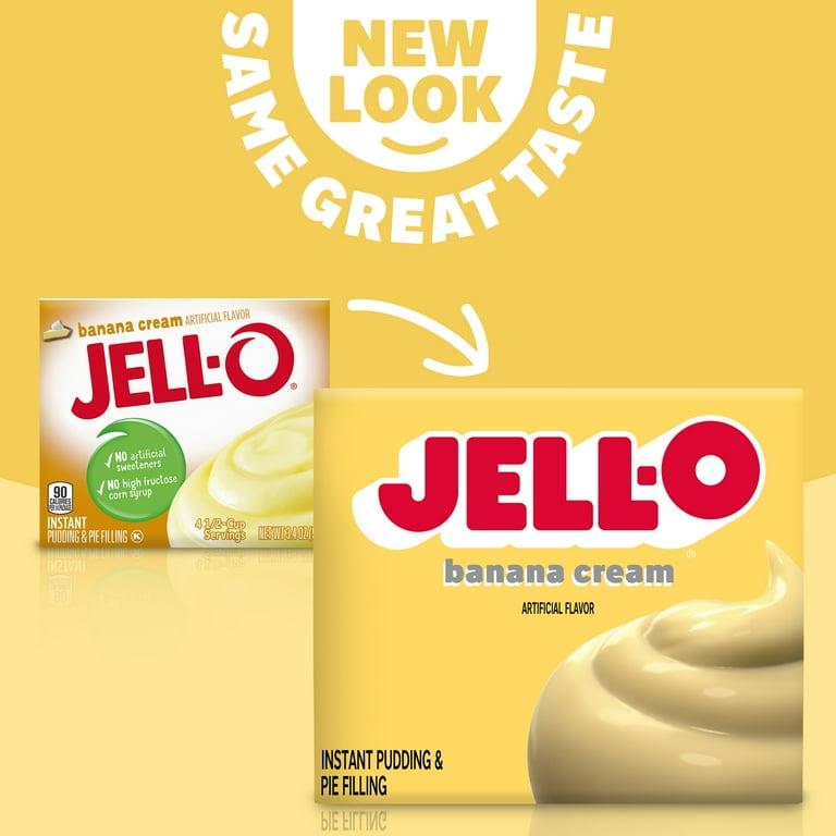 Jell O Banana Cream Instant Pudding Mix Pie Filling 3.4 oz. Box