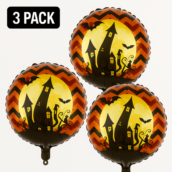 Halloween Haunted House Foil Balloons 3 Pack Orange Black Party Decor balloons