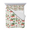 thumbnail image 7 of Quilts Twin Size Bedding Set, Strawberry Lightweight Quilted Comforter, Fruits Green Palm Leaves Red Watercolor Soft Reversible Bedspread Coverlet with Pillow Covers for All Season, 68" x 86", 7 of 7