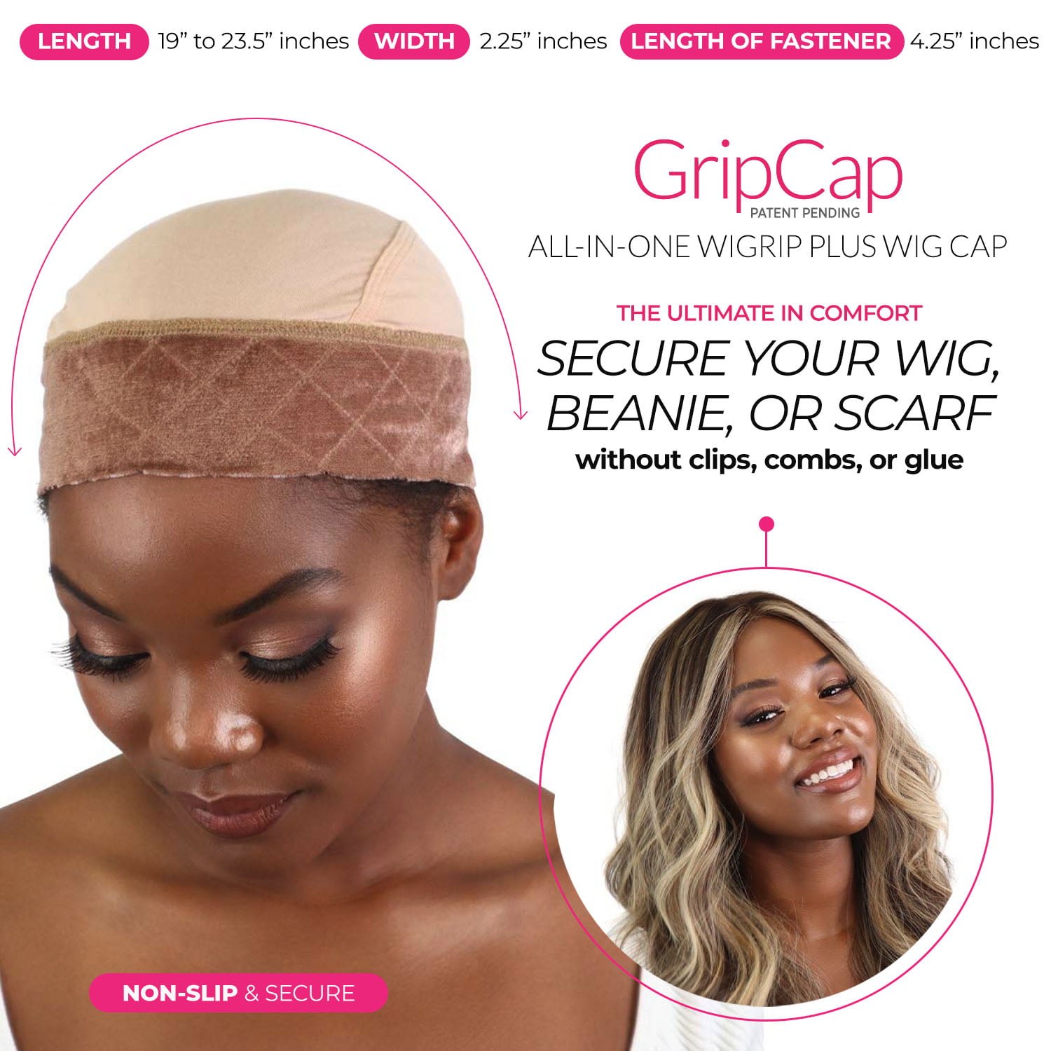 Milano Collection Adult Women's GripCap Wig Grip Band with Wig Cap