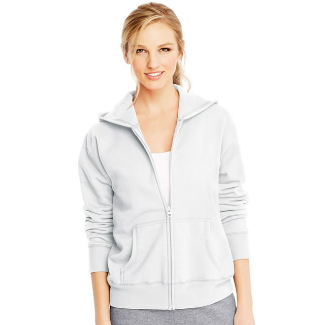 Hanes Sweat à Capuche à Fermeture à Glissière ComfortSoft EcoSmart pour Femmes, TG, Blanc