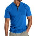 thumbnail image 1 of summer  summer new  large  men‘s short sleeve button pocket T-shirt, 1 of 6
