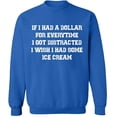thumbnail image 2 of OXI Crewneck Sweatshirt - If I Had a Dollar For Everything,Basic Casual Sweatshirts for Men's and Women Fleece Sweatshirt Long Sleeve- Royal Blue Large, 2 of 2