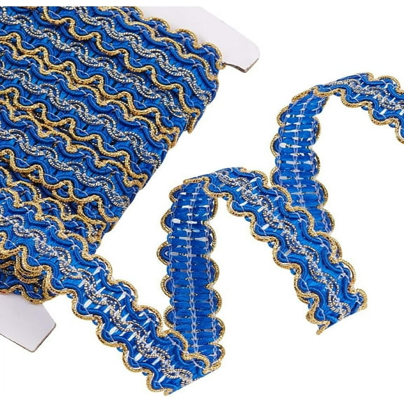 13 Yards Blue Metallic Braid Lace Trim Gimp Braid Trim 16mm Wide Centipede Lace Ribbon for DIY Wedding Bridal Crafts Sewing Costume Christmas Halloween