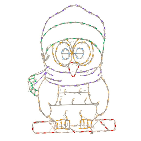 CC Christmas Decor LED Lighted Christmas Owl on Candy Cane Outdoor Decoration - 44"